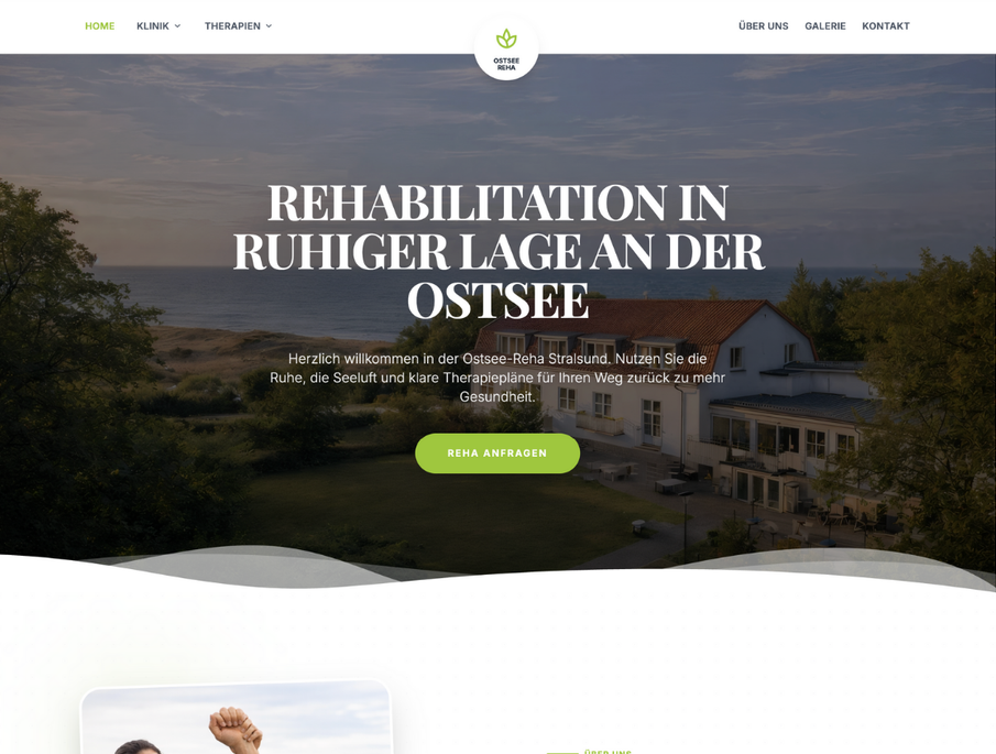 Fiktive Reha-Klinik Website